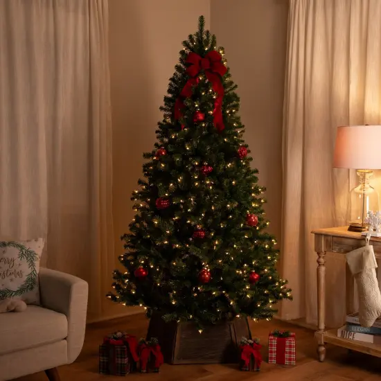 Northlight Pre-Lit Full Pendleton Spruce Artificial Christmas Tree - 7' - Clear Lights Green {4}