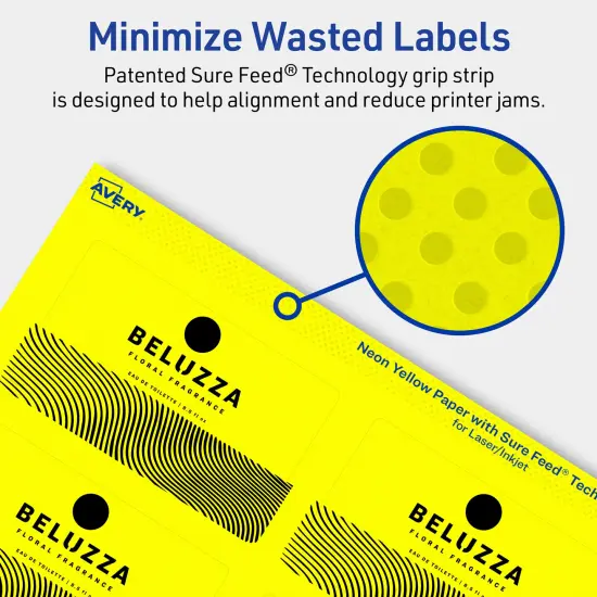 Avery Neon Yellow Paper Labels, 2" x 3.5" Rectangle {4}