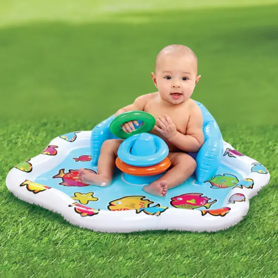 Collections Etc Outdoor Baby Splash Mat with 3 Inflatable Rings {1}