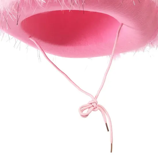 Cowboy Hats for Women and Men - Fluffy, Sparkly Pink Cowgirl Hat with Feathers for Costume, Dress Up Birthday, Party {5}