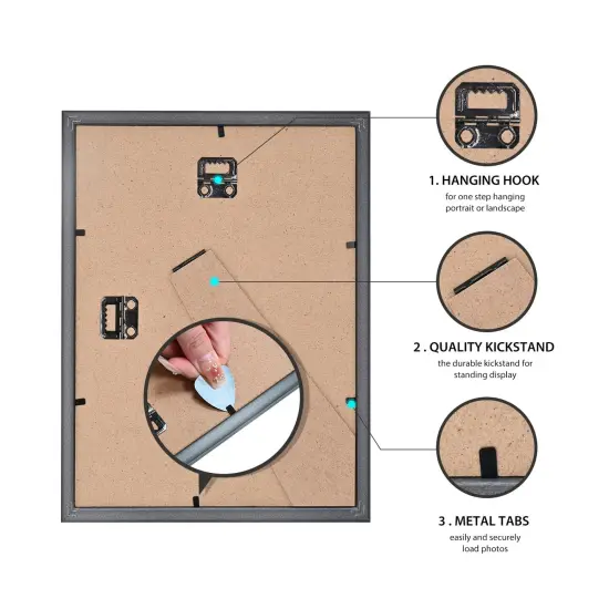 8x10 Picture Frame Set of 6, Display Pictures 5x7 with Mat or 8x10 Without Mat for Tabletop Display and Wall Mounting, Black {5}