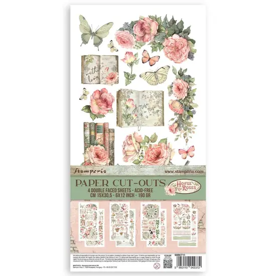 Stamperia Double-Sided Paper Cut-Outs 4/Pkg-House of Roses {1}