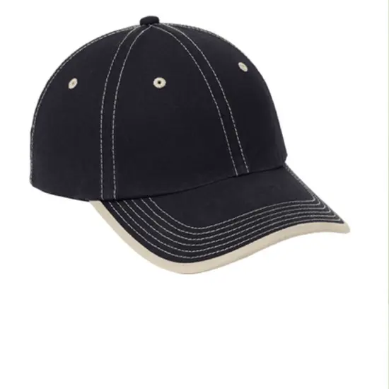 Port Authority&reg; Vintage Washed Contrast Stitch Cap, Unstructured Low-Profile Cotton Twill Hat with Hook-and-Loop Closure Charcoal/ Black {5}