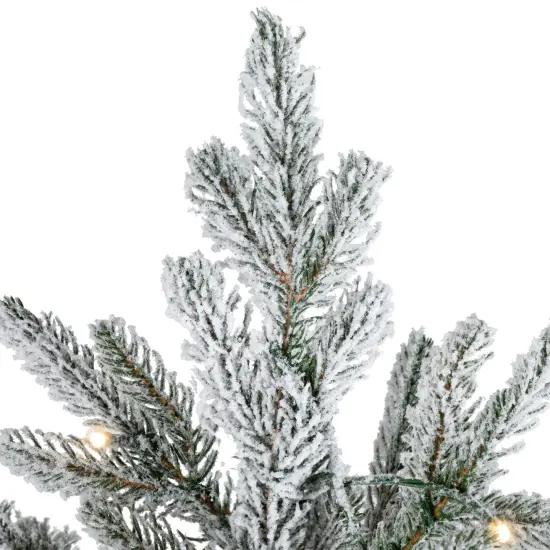 Northlight Real Touch&trade; Pre-Lit Flocked Grand Teton Pine Artificial Christmas Tree - 7.5' Warm White LED Green {7}