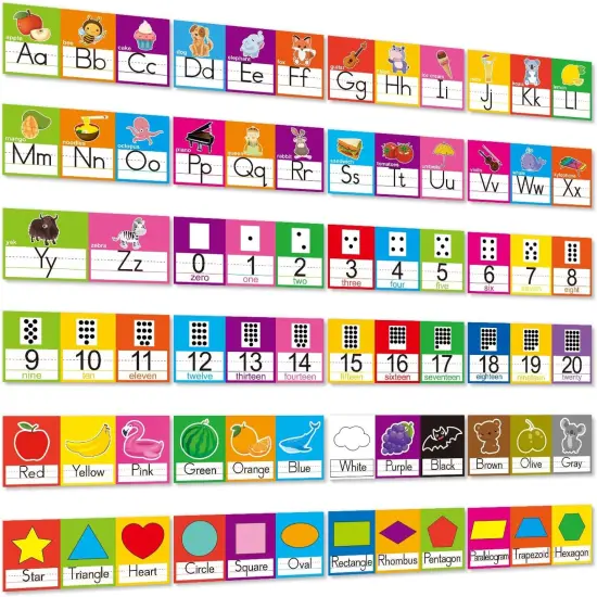 Alphabet Line ABC Number 0-20 Colors and Shapes Wall Decorations {1}