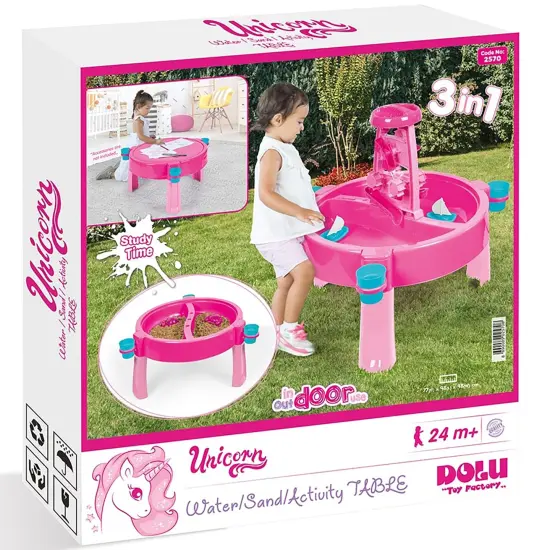 Dolu: 3-In-1 Water & Sand Activity Table - Unicorn, Pink, Blue - Convert To Creativity Table w/ Lid, Indoor/Outdoor Sensory Toy, Toddler Kids Ages 2+ {4}