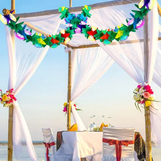 4PCS Summer Tropical Garland Party Decorations, 9.8ft Luau Paper Flower Banners Multicolor Hawaiian Hibiscus Garlands for Mexican para Fiesta Tiki Party Decor Supplies {4}