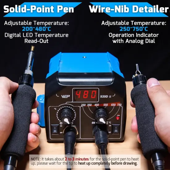 Wood Burning Kit 86-IN-1 with 51 Solid Points and 20 Wire Nibs Wood Burner with 2 Letter Number Stencils, 2 Unfinished Wood, 1 Pen Holder, Burning Tool {3}