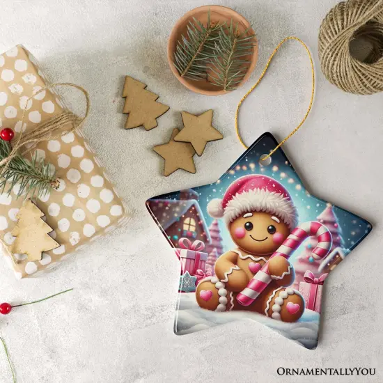 Sweet Gingerbread Wonderland Pink Themed Ornament, Heartwarming Christmas Gift {5}