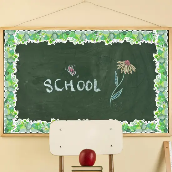 Wrapables 60 Feet Bulletin Board Borders, Adhesive Decorative Trim Stickers, Greenery {3}