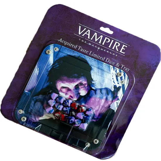 Vampire: The Masquerade 5th Edition Roleplaying Game - Acquired Taste Limited Dice & Tray Accessory Pack - 18 Purple & Red RPG Dice & Folding Tray {1}