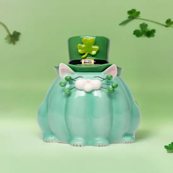 Ceramic Saint Patrick Whisker Cat Candy Box, Saint Patrick Decor, Saint Patrick Gift, Gift for Her, Gift for Mom {1}