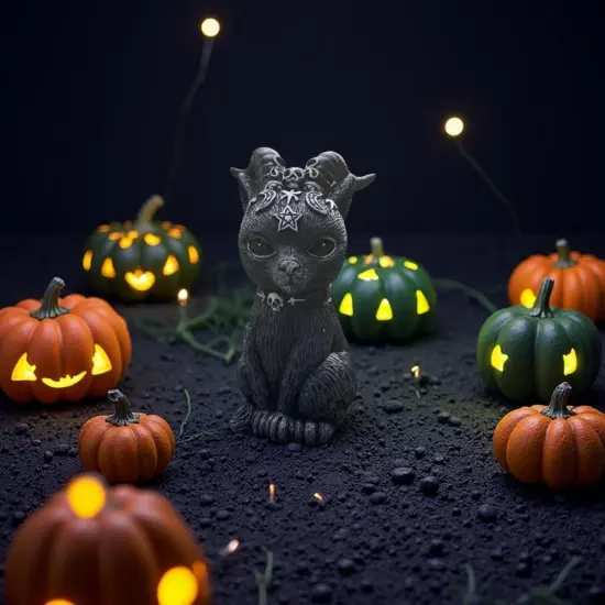 Gothic Black Cat Figurines 3-Set {4}