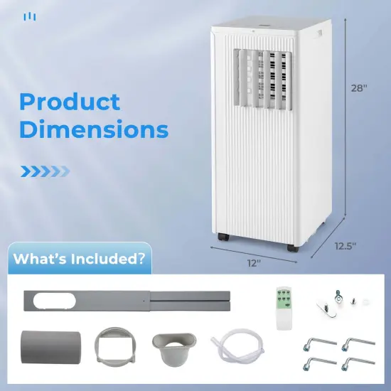 Costway 7100 BTU (10000 BTU ASHRAE) Portable Air Conditioner 3-in-1 10000 BTU AC Unit with Dehumidifier and Cool and Fan {3}