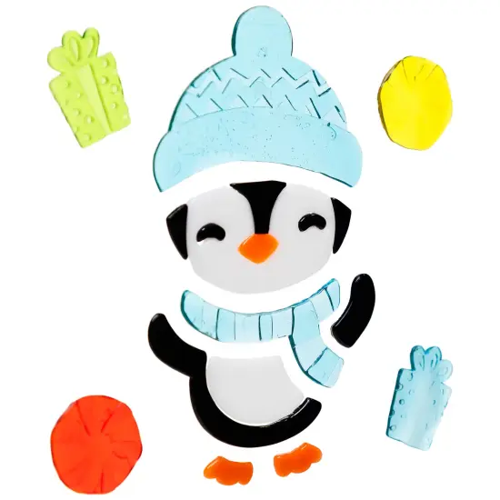 Northlight 11-Piece Penguin and Presents Gel Christmas Window Clings Blue {4}