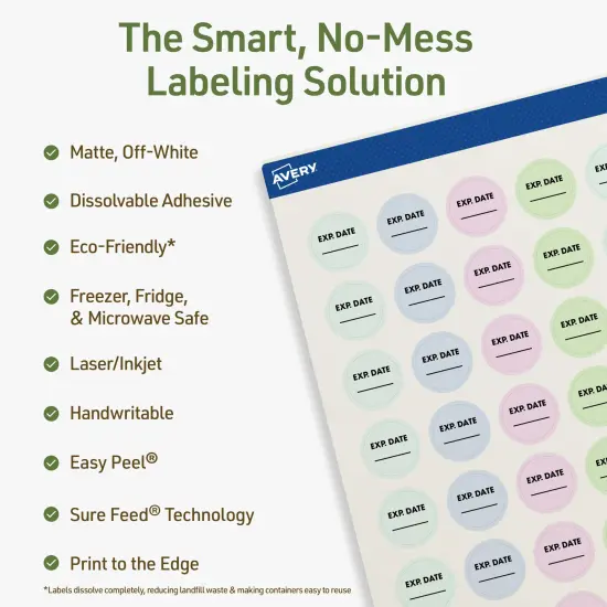 Avery Dissolvable Labels, 0.75" Diameter Round {8}