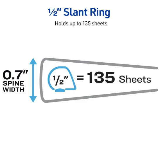 Avery Heavy-Duty View 3 Ring Binder, 0.5 Inch One Touch Slant Rings, 135-Sheet Capacity, DuraHinge, 0.7 Inch Wide Spine, Customizable Clear Cover and Spine, 1 Black Binder (79381) {4}