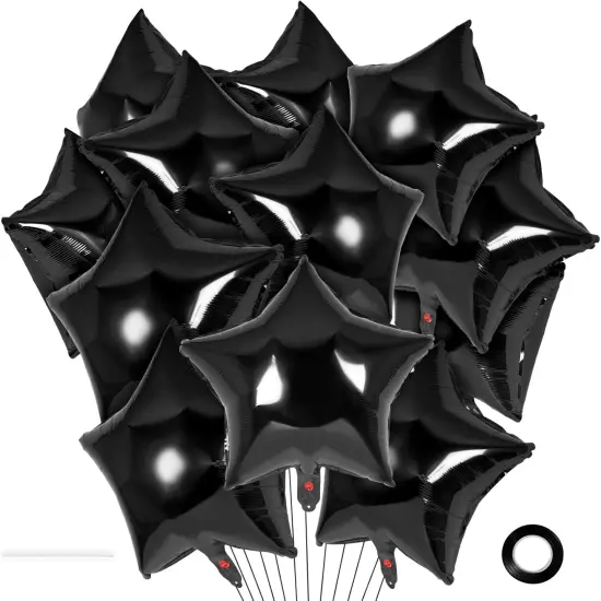 20 Pcs Star Balloons,18 Inch Black Star Foil Balloons,Star Shaped Balloons Mylar Balloons Helium Balloons for Birthday Party Anniversary Wedding Baby Shower Decorations (Black) {1}