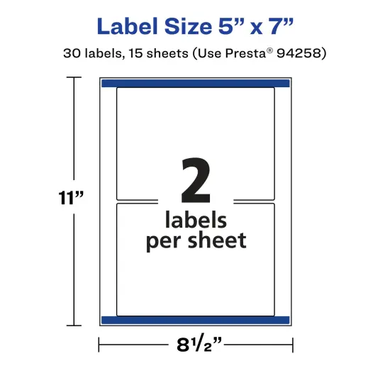 Avery Matte White Removable Rectangle Labels with Sure Feed Technology, 5" x 7" {5}