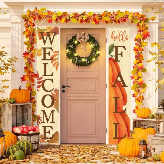 Welcome & Hello Fall Banners for Front Door {1}