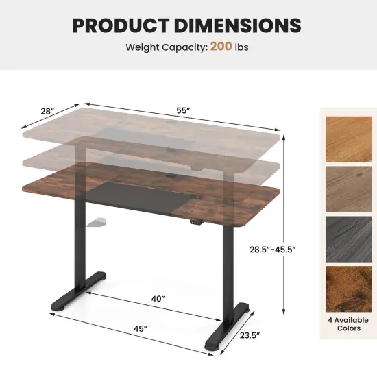 Costway Electric Height Adjustable Standing Desk, Sit to Stand Computer Workstation Home Office Desk {3}