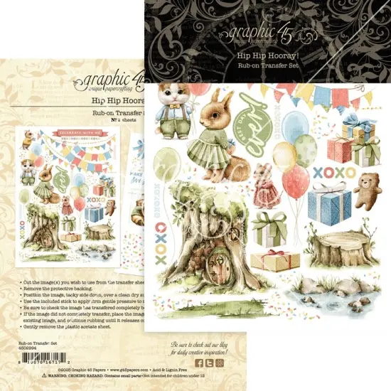 Graphic 45 Rub-On Transfers-Hip Hip Hooray {1}