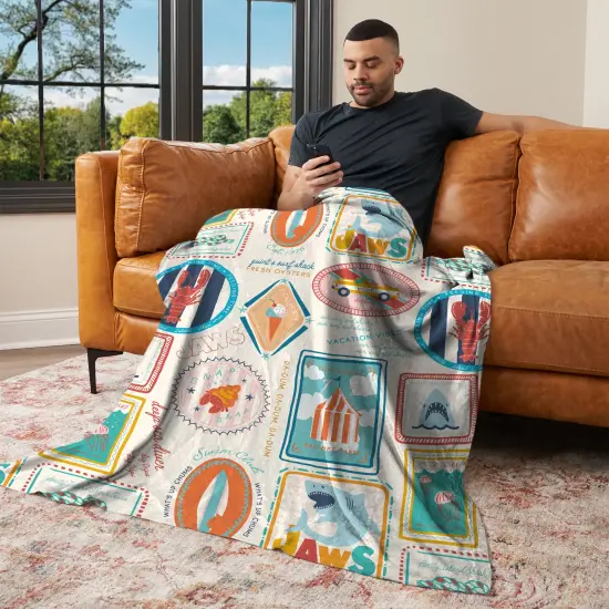 Universal Jaws Silk Touch Throw Blanket Jaws Post Stamps {3}