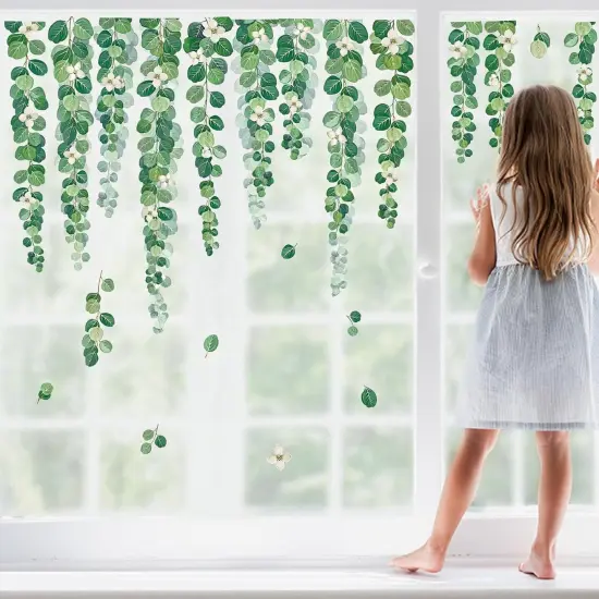 Green Hanging Vine Window Clings Decals {1}