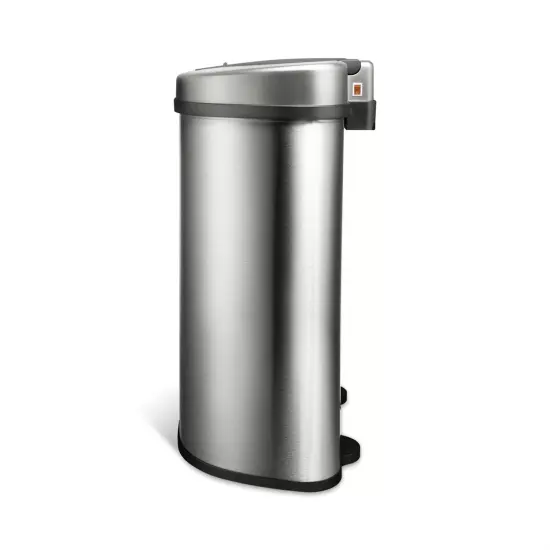 Silver Stainless Steel Dual-Compartment Trash Can with Motion Sensor and Soft Close Lid {5}