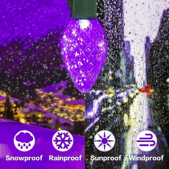 98FT 2PK 100LED Orange and Purple C9 Halloween Lights {4}