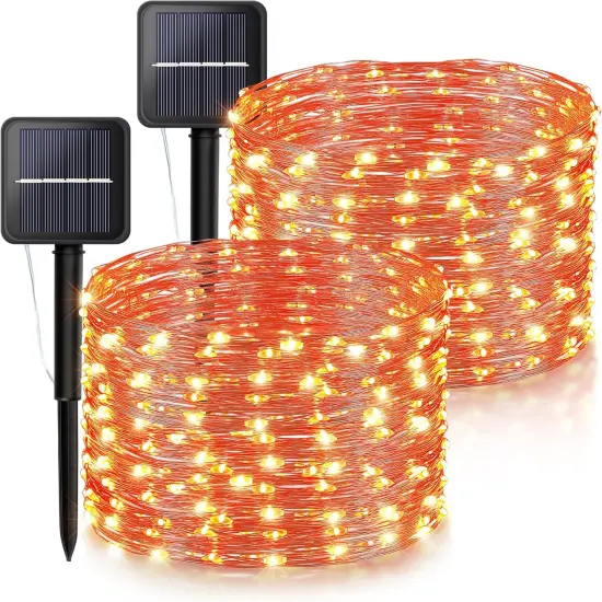 2 Pack Each 33Ft 100LED Orange Halloween Lights {1}