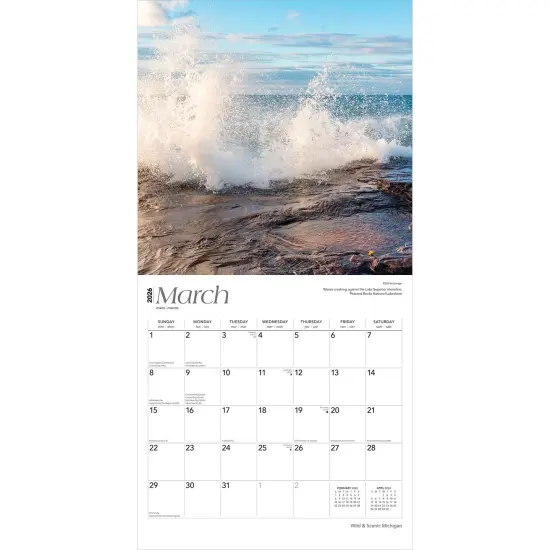 Michigan Wild & Scenic | 2026 12 x 24 Inch (Hanging) Monthly Square Wall Calendar | Plastic-Free {3}