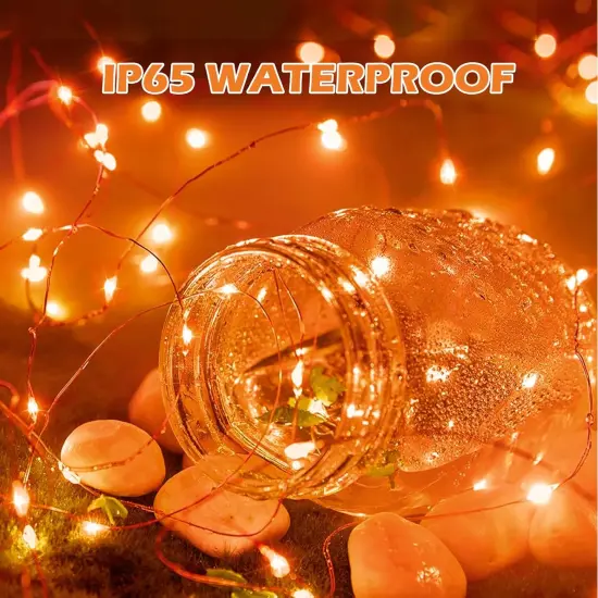 Orange USB Fairy String Lights, 33ft 100 LED with Remote & Timer {5}