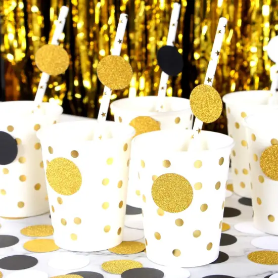 Black Gold White Party Table Confetti 300pcs Glitter Sprinkles {4}