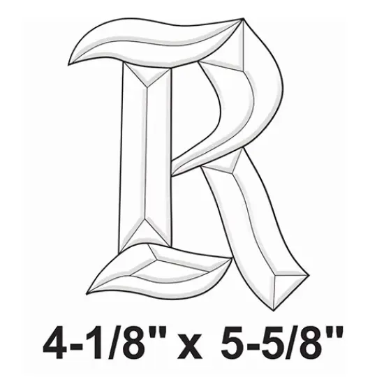 4-1/8" x 5-5/8" Exquisite Clear Glass Letter R Bevel Cluster BLR {2}