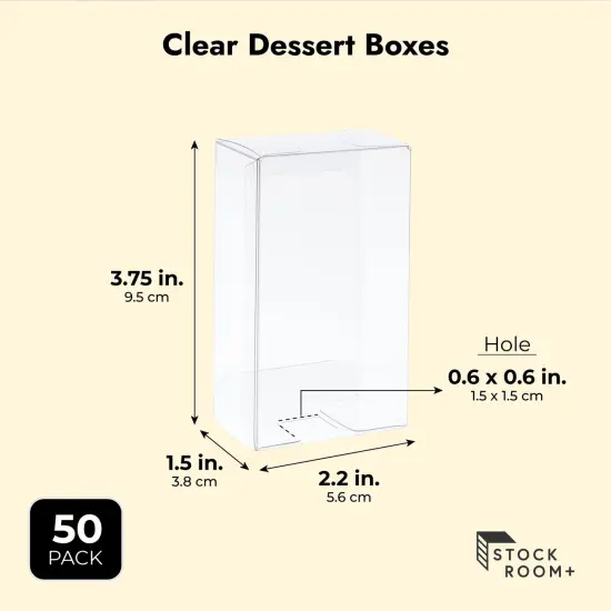 Cakesicle Treat Boxes, Clear Dessert Gift Box for Cake Pop Favors (3.7 x 2.2 In, 50 Pack) {4}