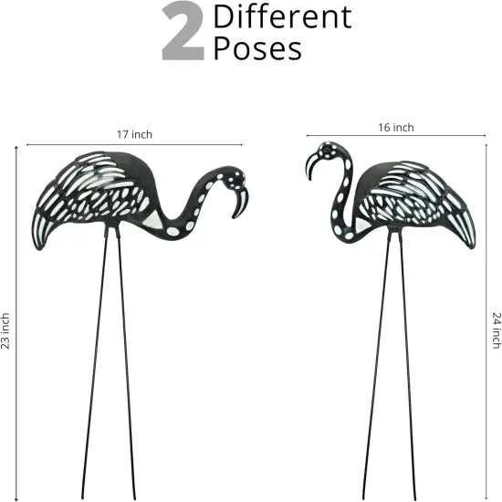 4E's Novelty Skeleton Flamingo Yard Ornaments &ndash; Set of 2 Large 23" Zombie Flamingos with Metal Stakes, Scary Halloween Outdoor Lawn, Garden, Porch, Patio Decorations, Durable Plastic & Weather-Resistant {2}