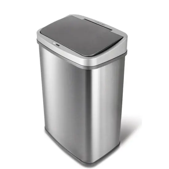 13-Gallon Motion Sensor Trash Can Stainless Steel Kitchen Waste Bin with Odor Seal and Liner Black and Silver {7}
