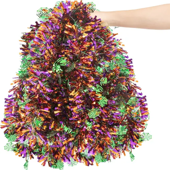 Metallic Twist Halloween Garland with Green Spider Web {3}