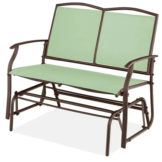 2 Seat Mesh Patio Loveseat Swing Glider Rocker with Armrests Taupe {9}