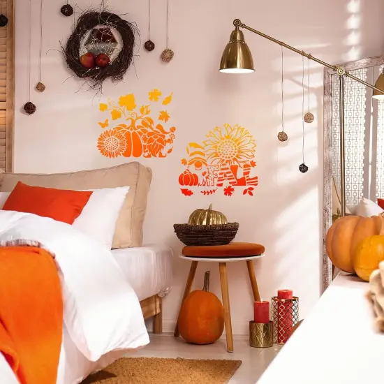 16 Pcs Fall Pumpkin Templates - Reusable Maple Leaf Stencils for Wood {4}