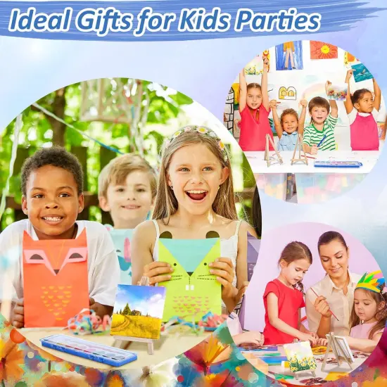 4 x 4 Inch Canvases Easels Washable Watercolor Kids Paint {5}