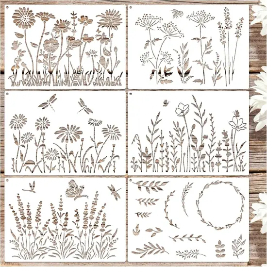 Large Flower Stencils - 16x11 Inches (Reusable) {1}
