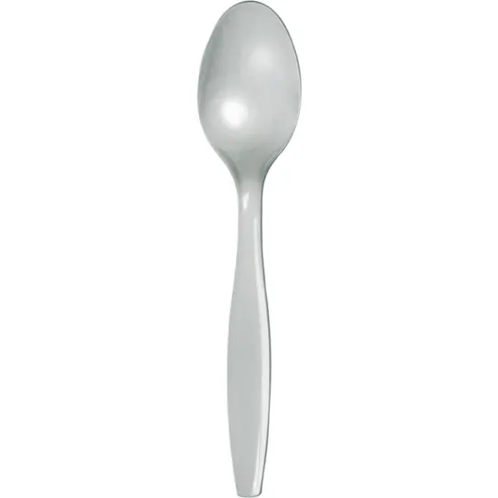 288 pc Bulk Shimmering Silver Plastic Spoons {1}