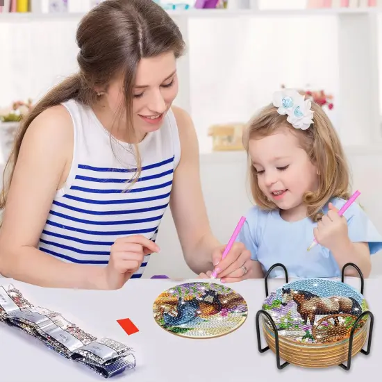 8 Pcs Spring Horse Diamond Art Coaster Kits {4}