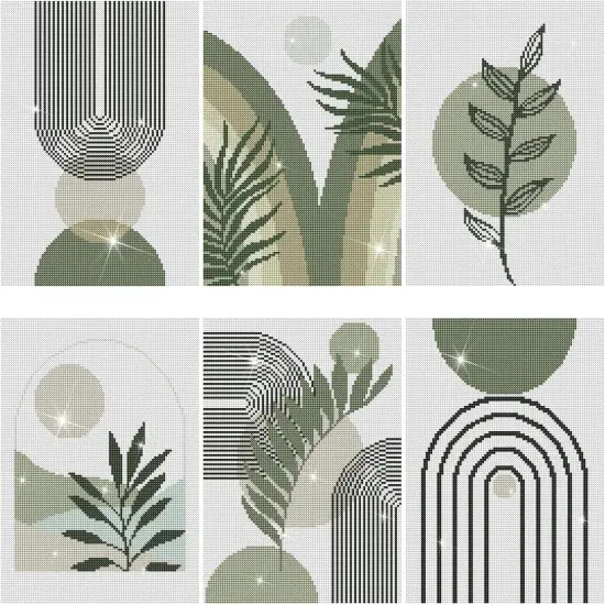 6 Pcs Sage Green Boho Diamond Wall Art Kits 12 x 16 Inches Diamond Art Painting Accessories Abstract 5d DIY Crafts for Adults Home Wall Decoration {1}