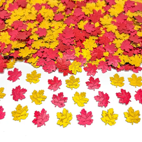 Thanksgiving Halloween Maple Leaf Confetti Table Scatter,Autumn Wedding Party Decorations, Red and Gold Fall Decor {1}