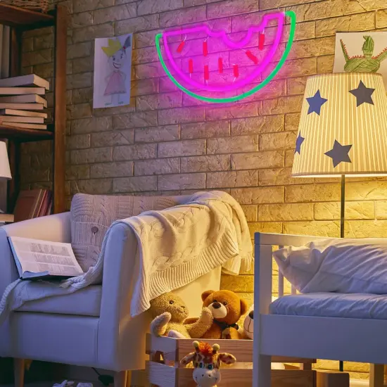 Summer Watermelon Neon Sign USB Operated Acrylic LED Neon Light Fruit Art Decorative LED Light Signs for Home Bedroom Bar Birthday Party Wedding Office Lounge Patio {4}