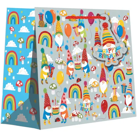 Pack/6: Birthday Gnomes Gift Bag - 8 x 4 x 10" {2}