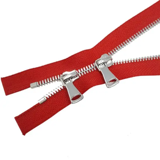 5MM or 8MM Two Way Separating Open Bottom Zipper Red Tape Nickel Teeth 36" {4}